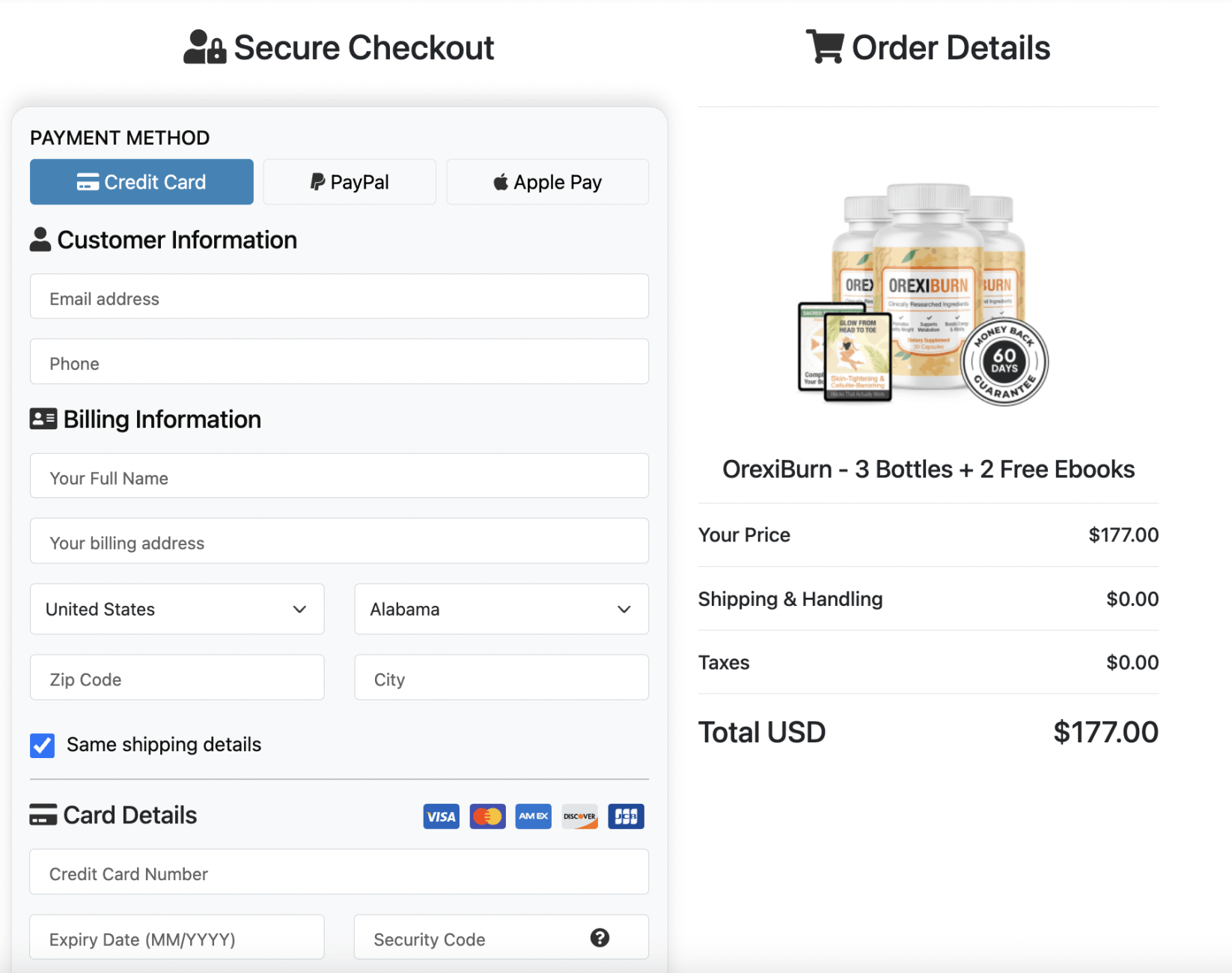 OrexiBurn-order-page